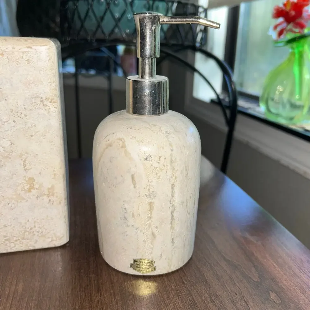 Natural travertine stone bathroom liquid soap dispenser tissue box cover